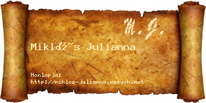 Miklós Julianna névjegykártya